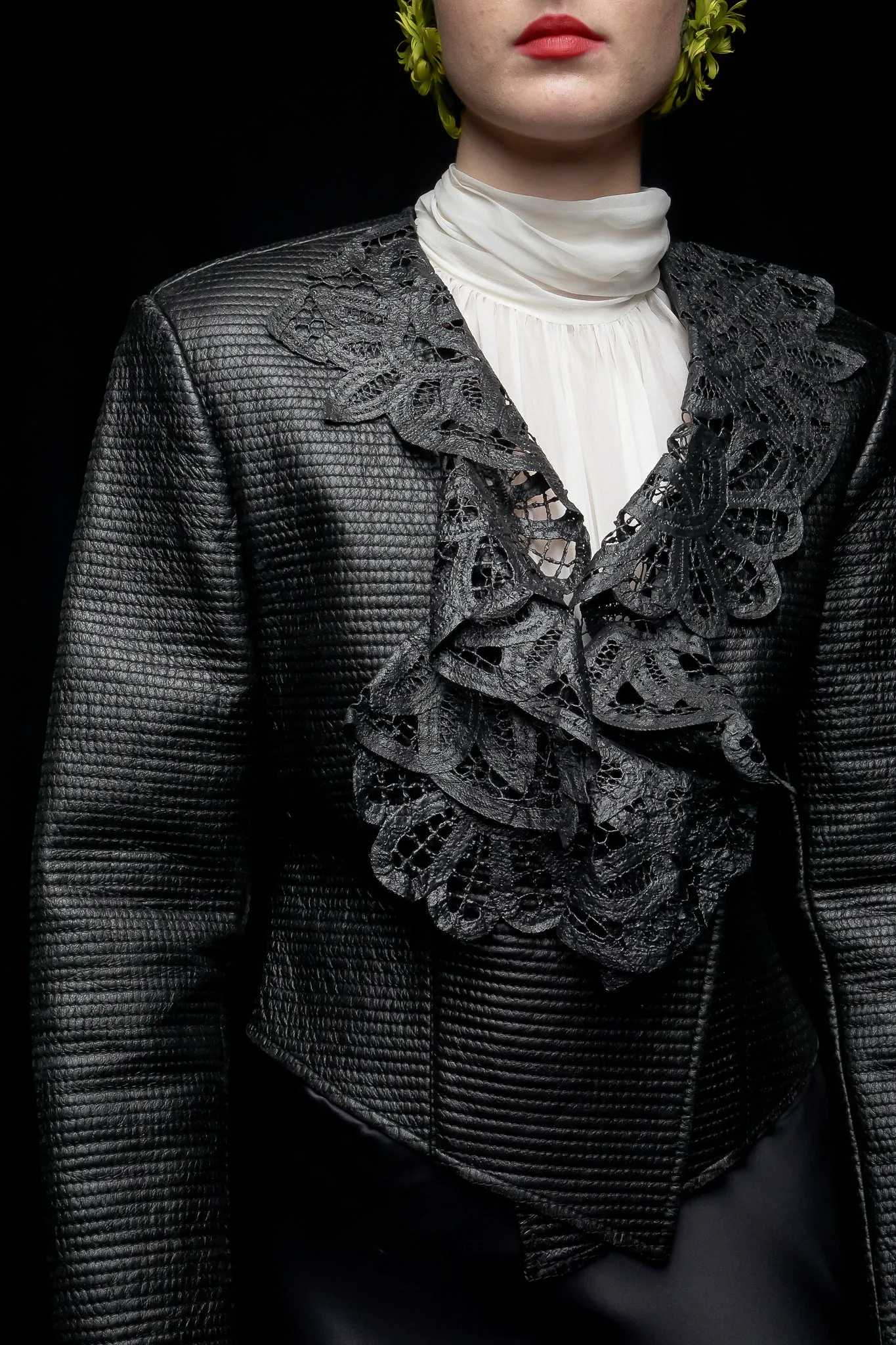 Quilted Leather Lace Jacket
