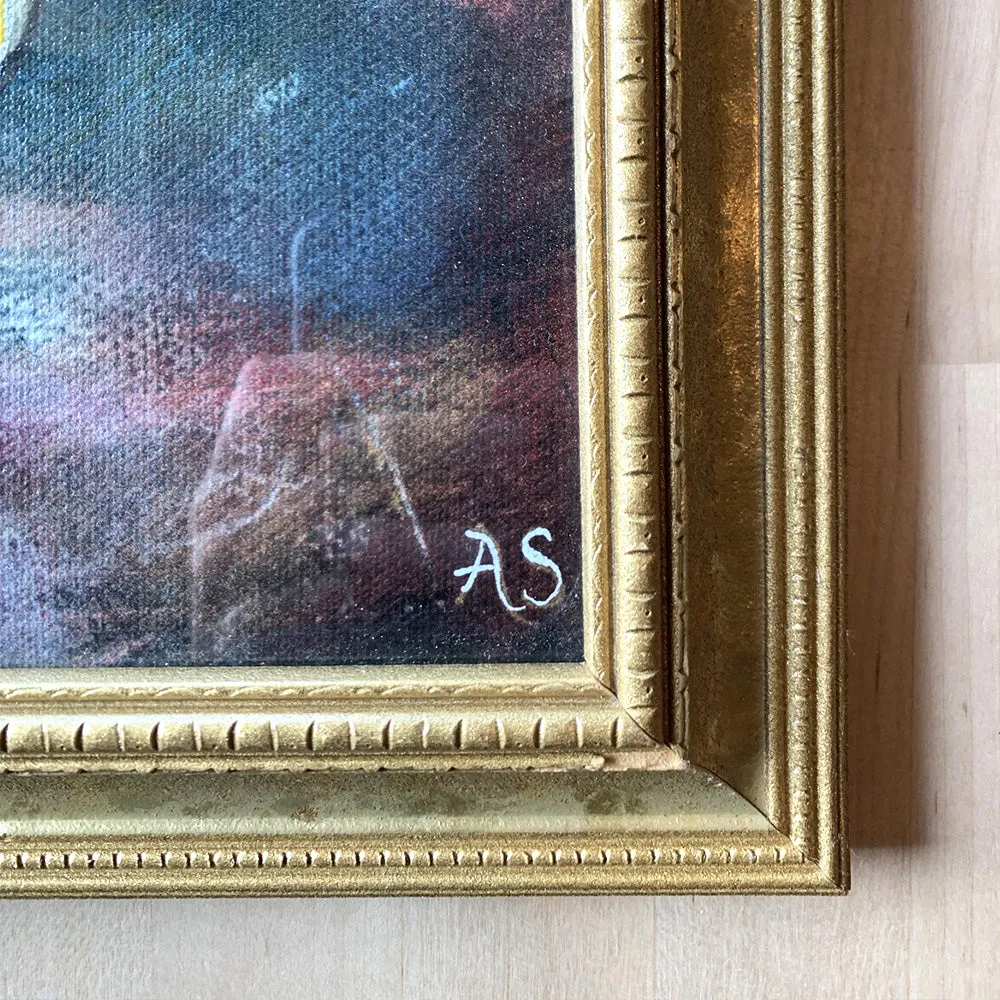 "Yellow Io Moth" Embellished Fine Art Print in Vintage Frame, 11x14