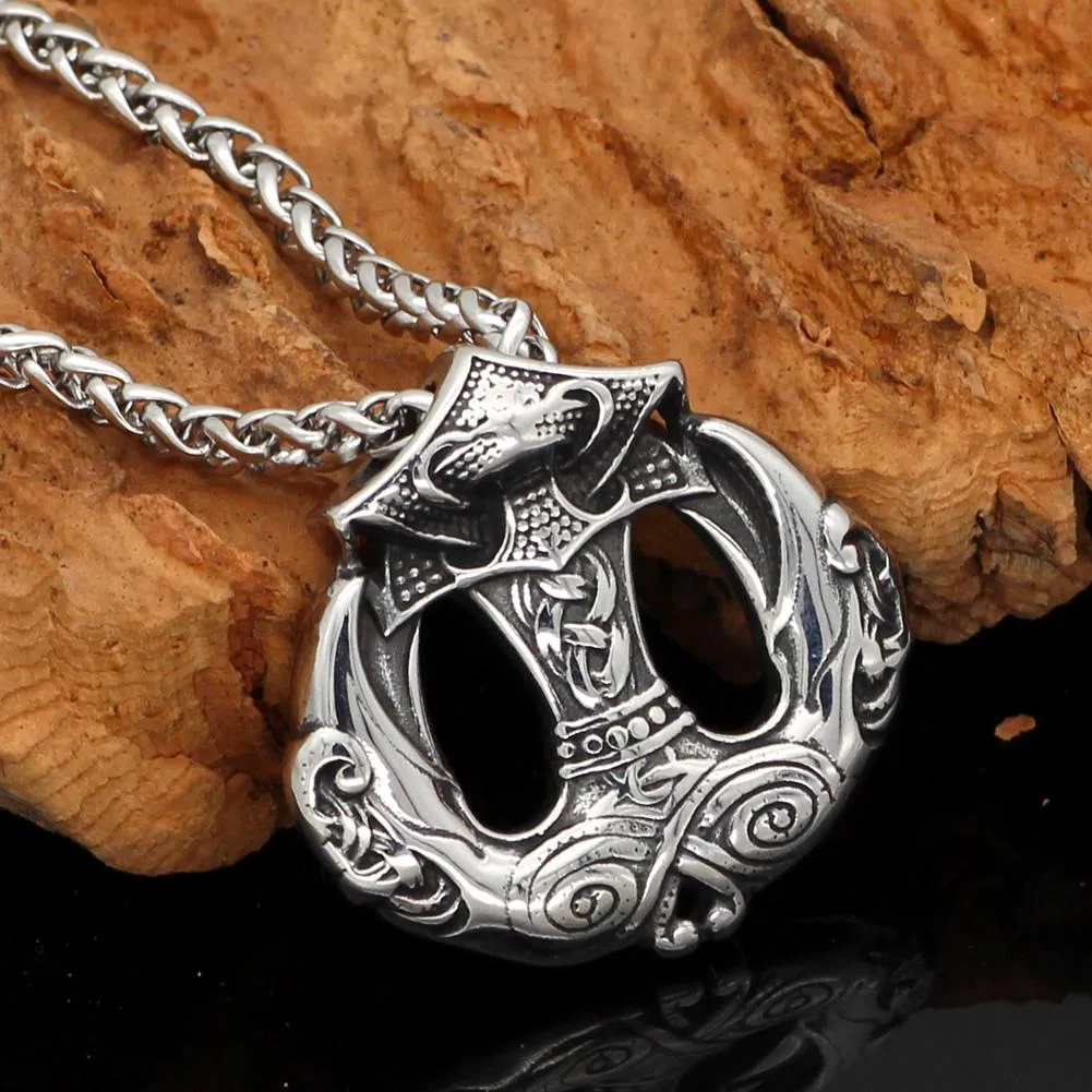 Raven Mjolnir Necklace