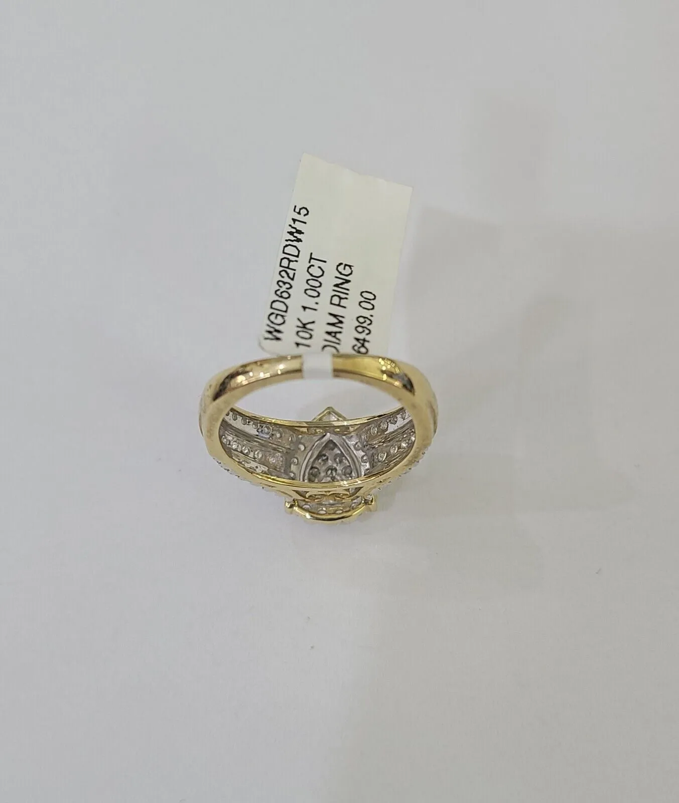 Real 10k Yellow Gold Diamond Ladies Ring pear Shape Women Engagement Wedding