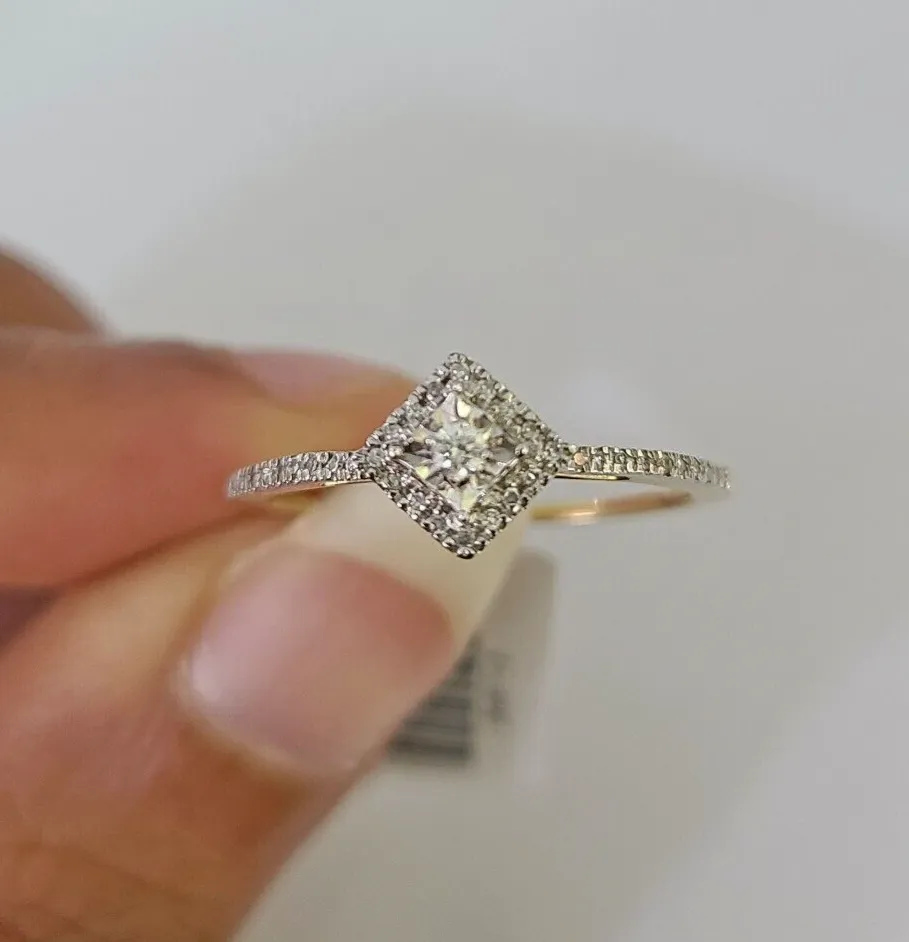 Real 14k Diamond Ladies Ring Yellow Gold Women Casual Genuine Wedding