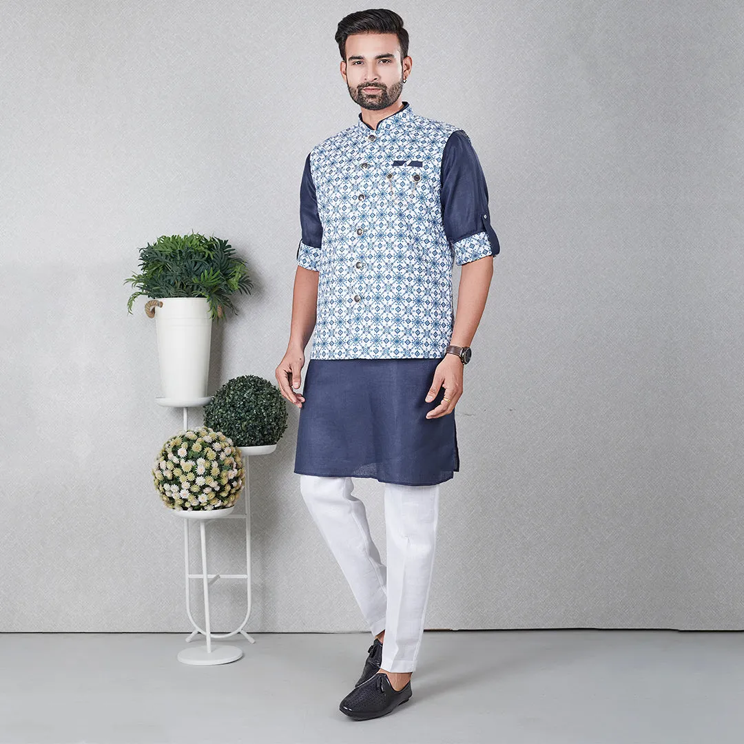 Regal Majesty Purple Kurta with Bandi Jacket Set