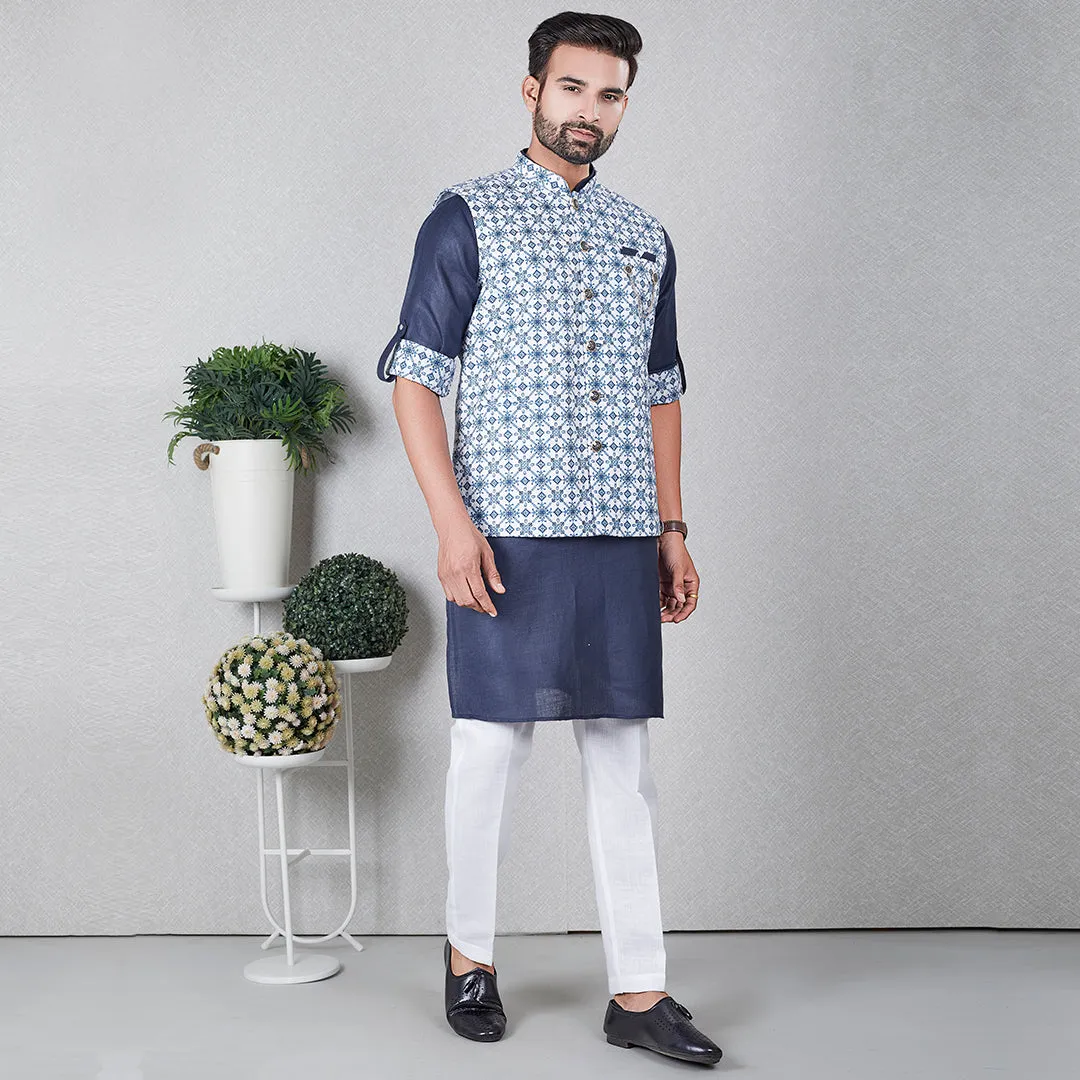 Regal Majesty Purple Kurta with Bandi Jacket Set