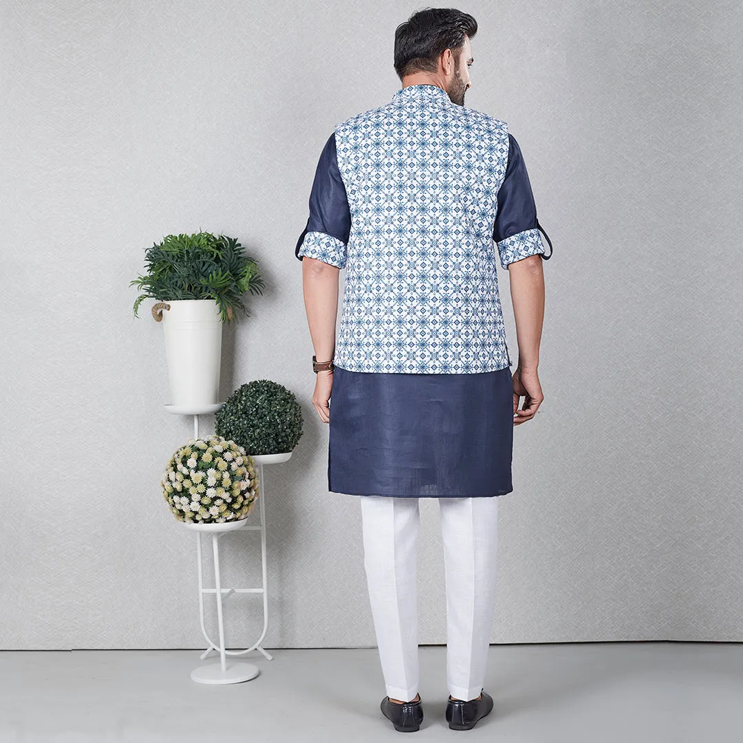 Regal Majesty Purple Kurta with Bandi Jacket Set