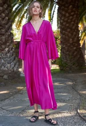 re:hOMe - Fuchsia Silk Belted Caftan