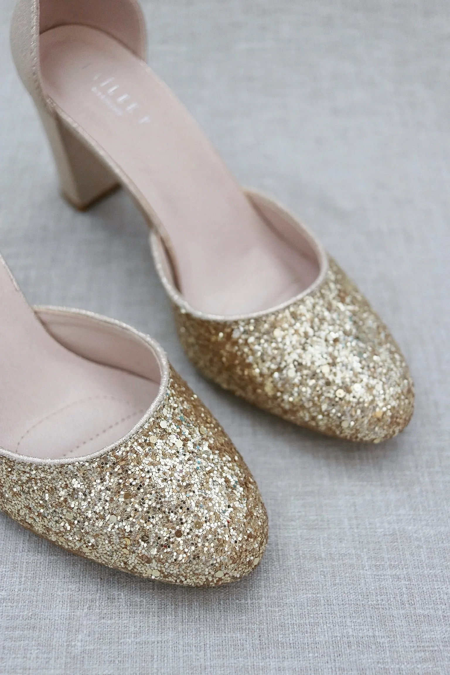 Rock Glitter Block Heel with Ankle Strap