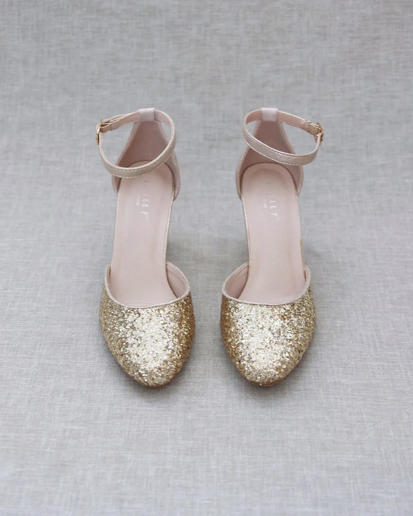 Rock Glitter Block Heel with Ankle Strap