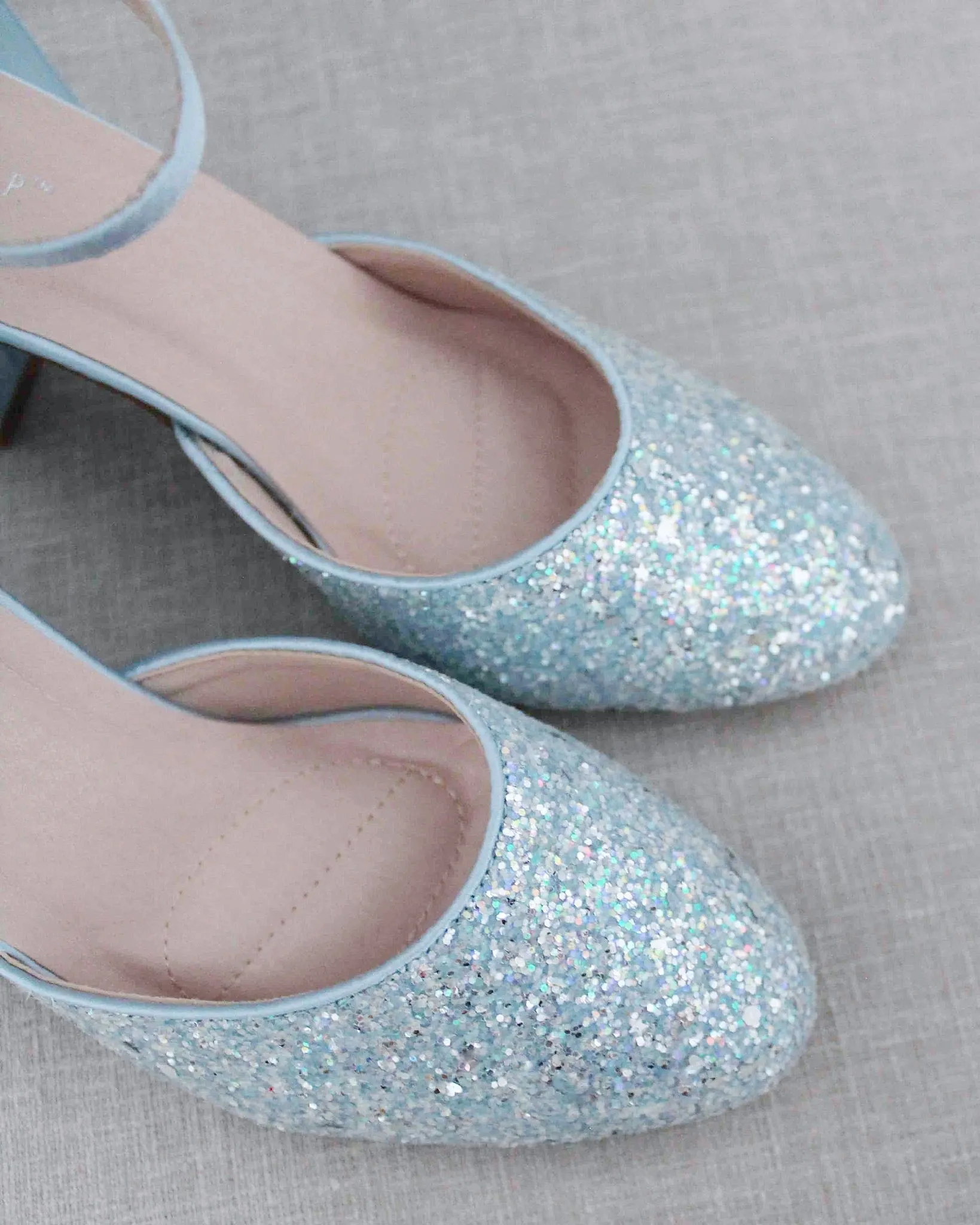 Rock Glitter Block Heel with Back Satin Bow