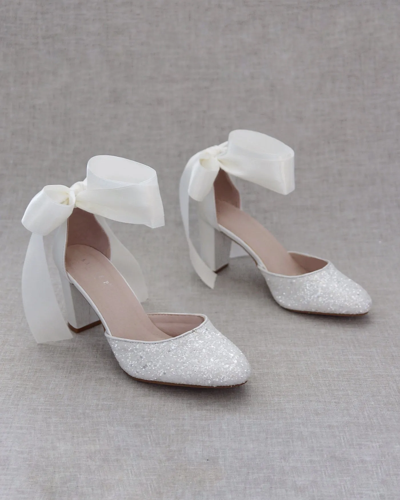 Rock Glitter Block Heel with Wrapped Satin Tie