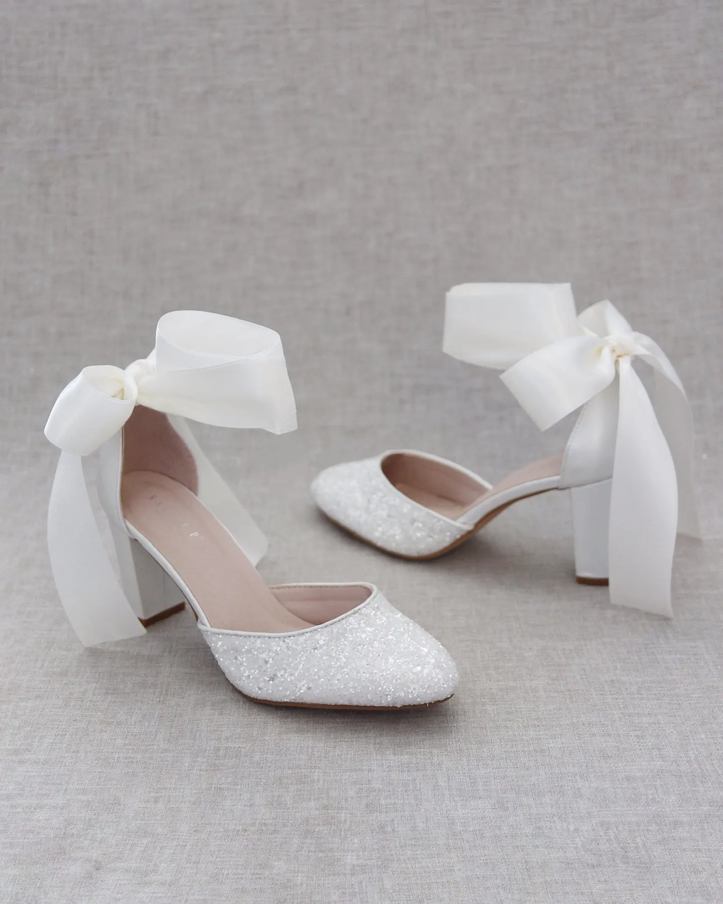 Rock Glitter Block Heel with Wrapped Satin Tie
