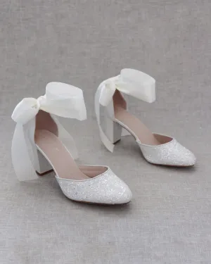 Rock Glitter Block Heel with Wrapped Satin Tie