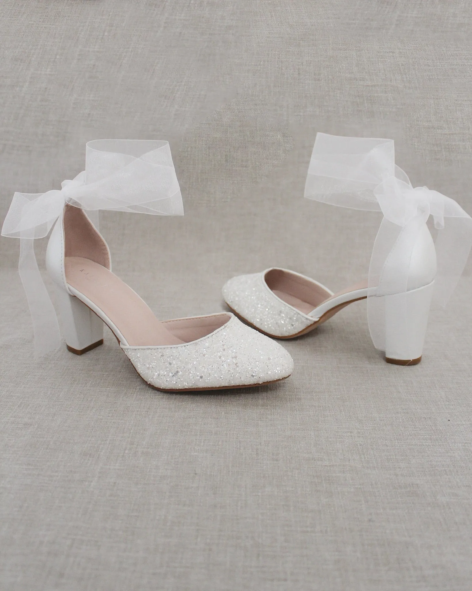 Rock Glitter Block Heel with Wrapped Satin Tie