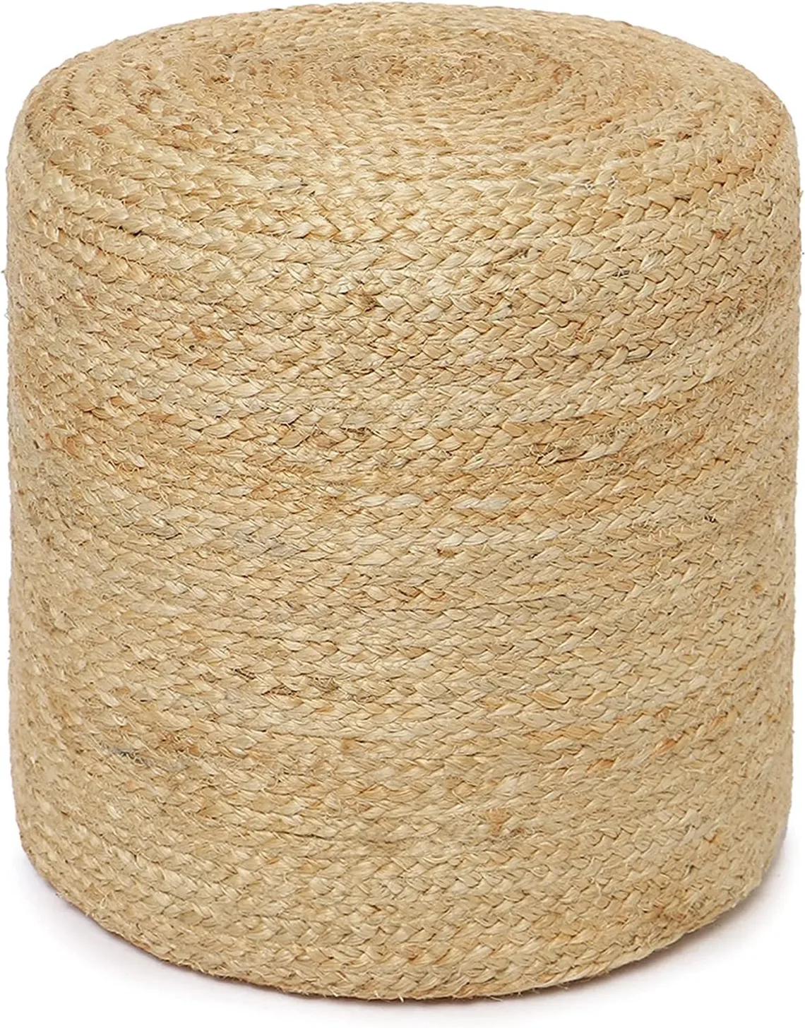 Round natural jute casual ottoman pouf