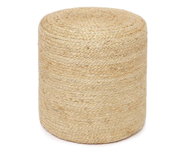 Round natural jute casual ottoman pouf