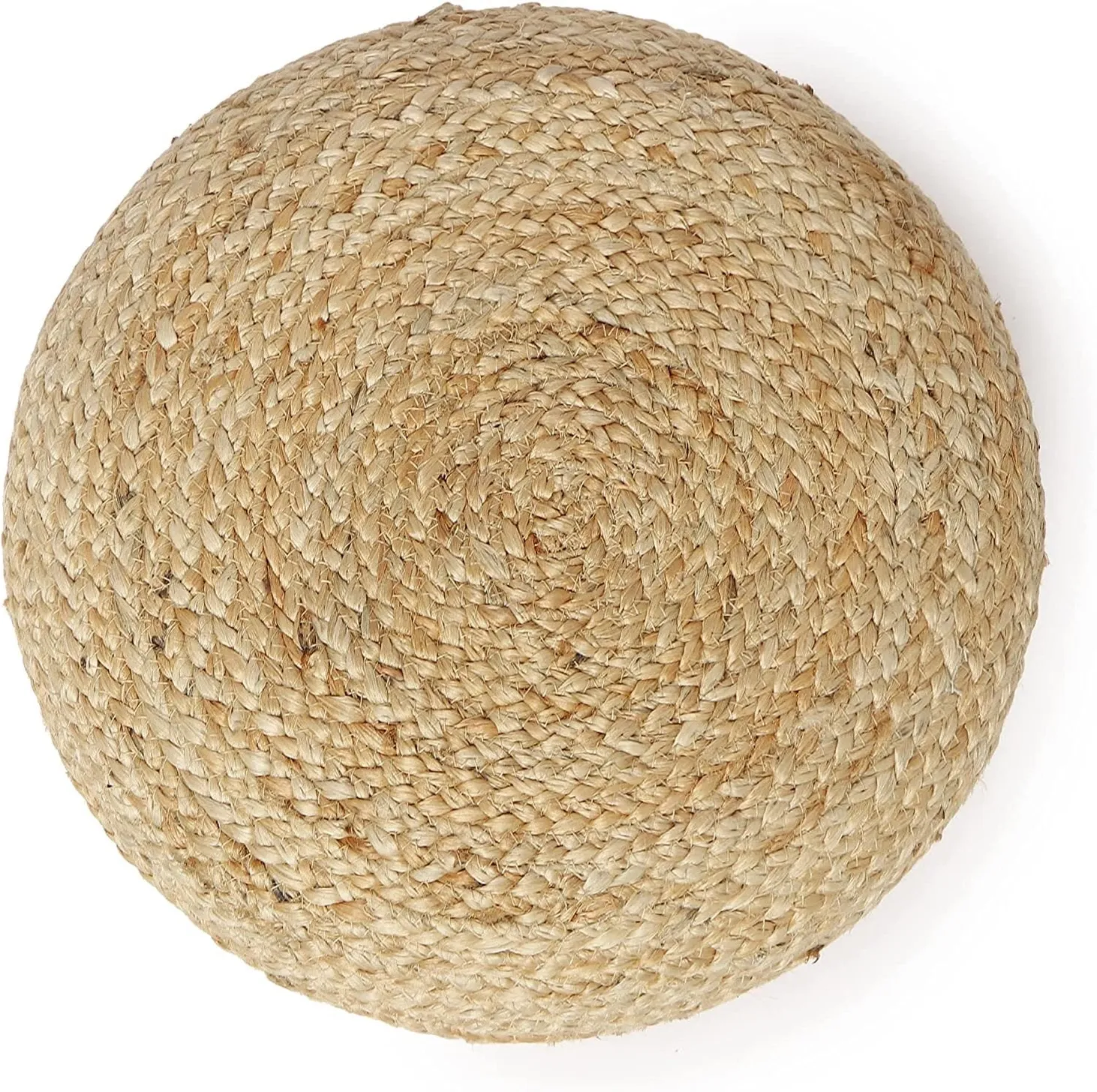 Round natural jute casual ottoman pouf
