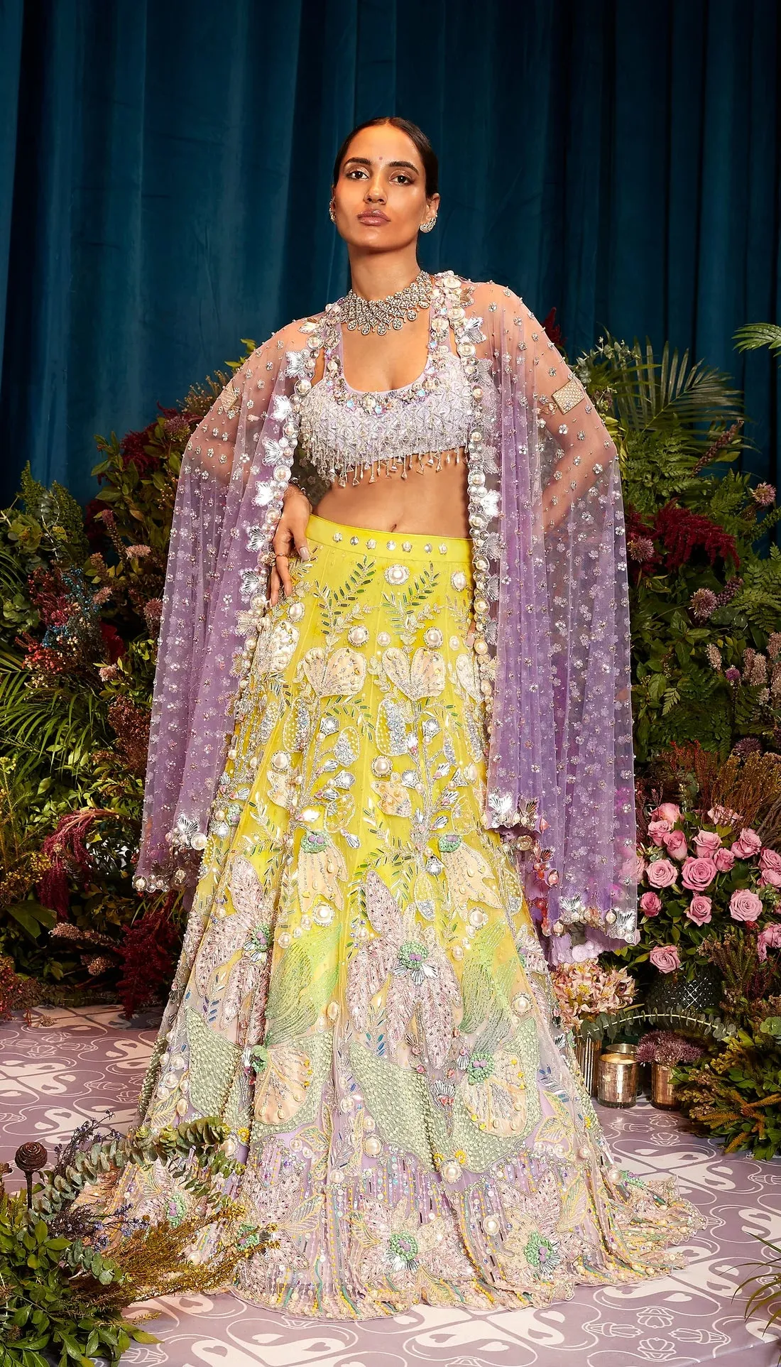 SAGE - LIME TO LILAC OMBRE LEHENGA SET