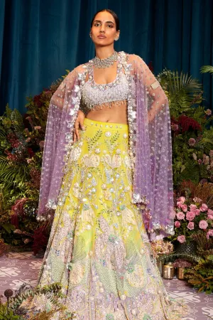 SAGE - LIME TO LILAC OMBRE LEHENGA SET