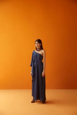 Sakshi Khetterpal  I  Dresses One Shoulder Dress= 1 Pc Blueberry SK-061 A/W2024 Seasons
