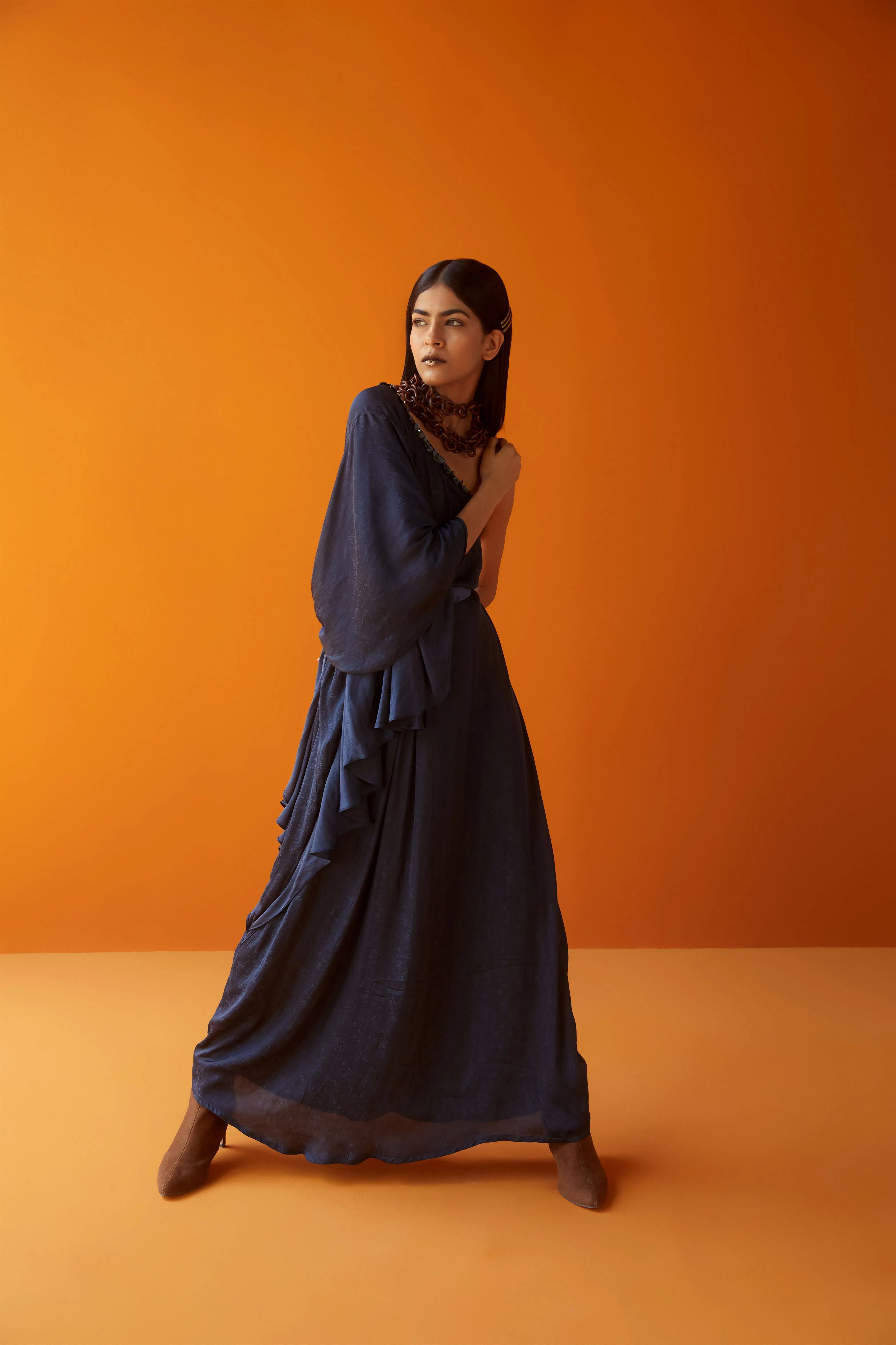 Sakshi Khetterpal  I  Dresses One Shoulder Dress= 1 Pc Blueberry SK-061 A/W2024 Seasons