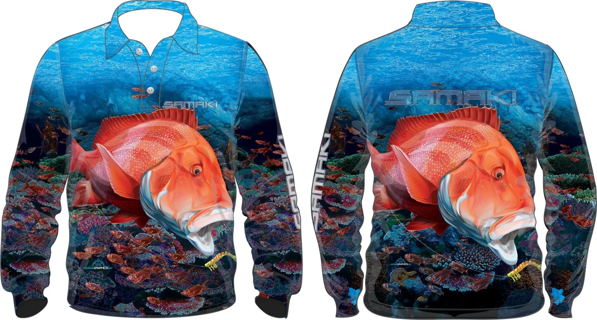 Samaki Red Emperor Long Sleeve Adult Fishing Shirt