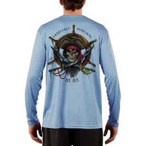 SAND.SALT.SURF.SUN. Captain Pirate Men's UPF 50  UV Sun Protection Performance Long Sleeve T-Shirt