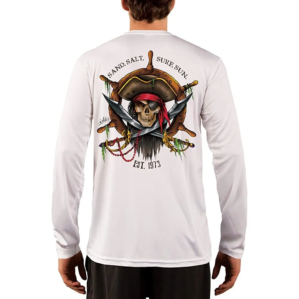 SAND.SALT.SURF.SUN. Captain Pirate Men's UPF 50  UV Sun Protection Performance Long Sleeve T-Shirt