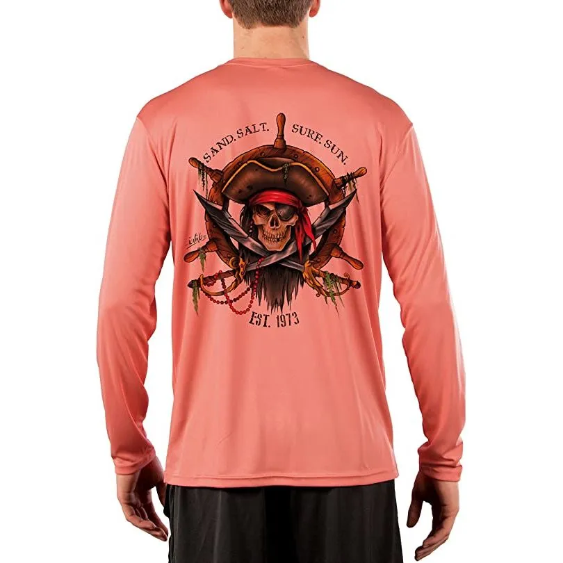 SAND.SALT.SURF.SUN. Captain Pirate Men's UPF 50  UV Sun Protection Performance Long Sleeve T-Shirt