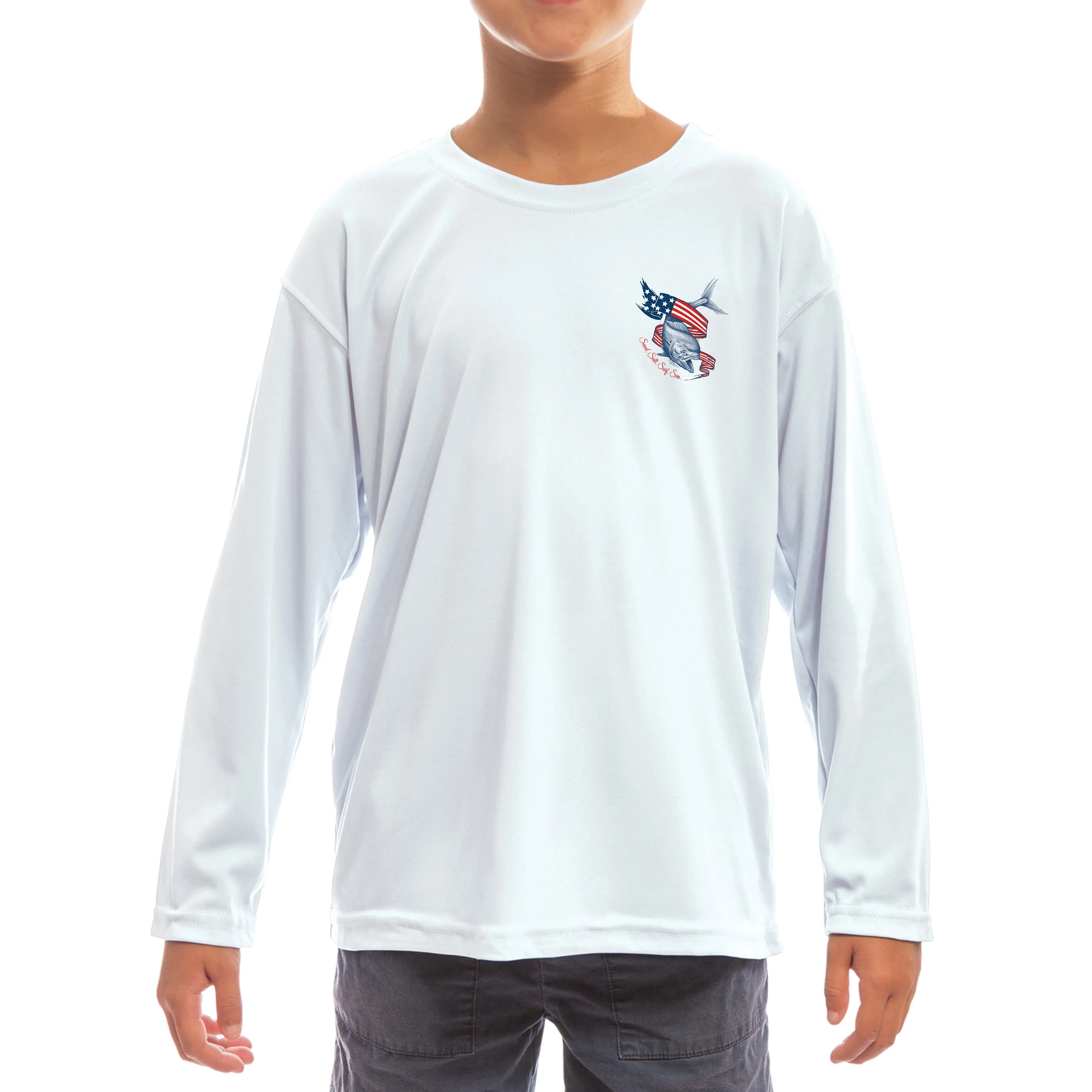 SAND.SALT.SURF.SUN. Flag Mahi Youth UPF 50  UV Sun Protection Performance Long Sleeve T-Shirt