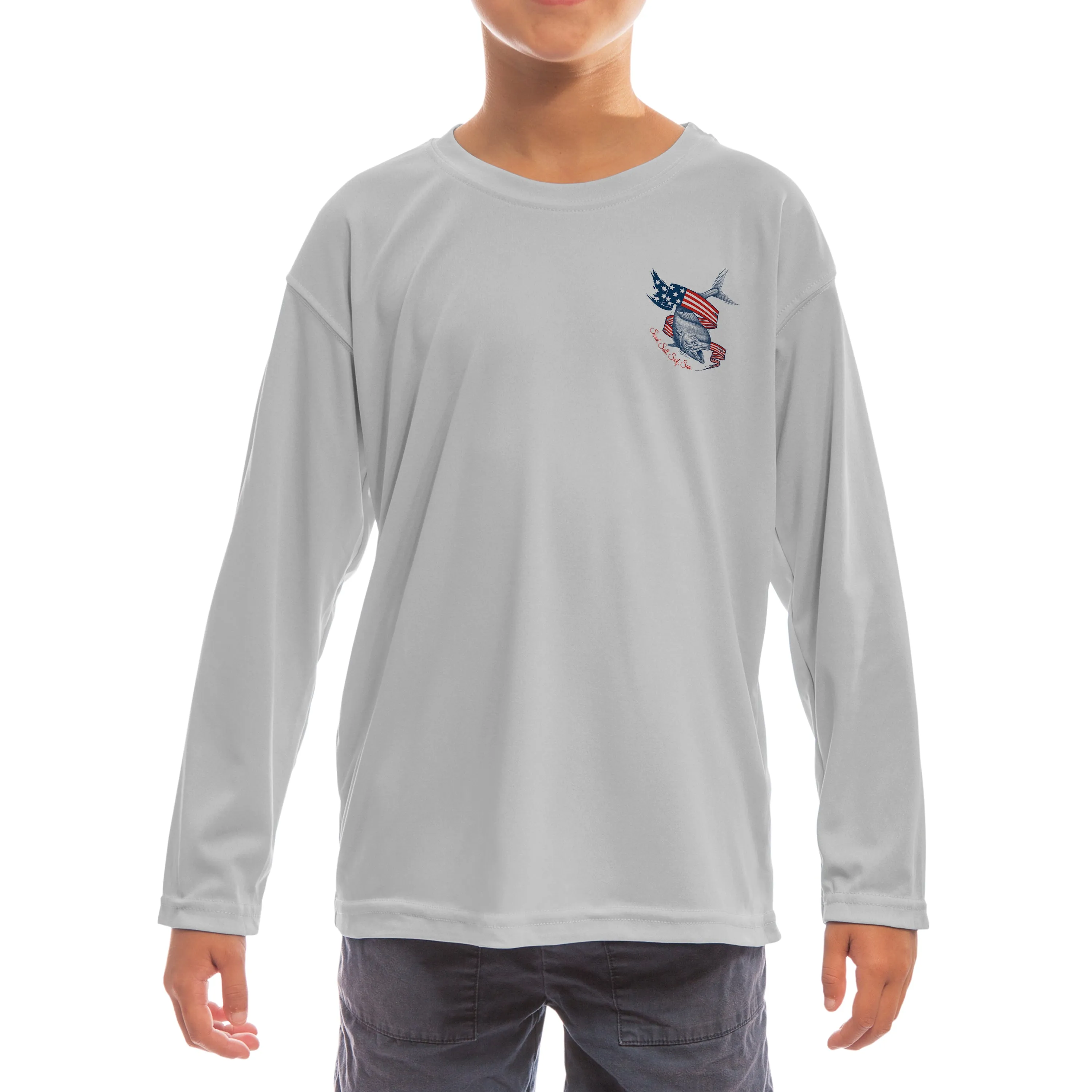 SAND.SALT.SURF.SUN. Flag Mahi Youth UPF 50  UV Sun Protection Performance Long Sleeve T-Shirt