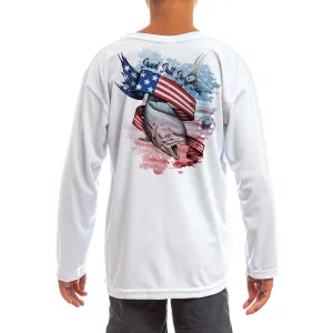 SAND.SALT.SURF.SUN. Flag Mahi Youth UPF 50  UV Sun Protection Performance Long Sleeve T-Shirt
