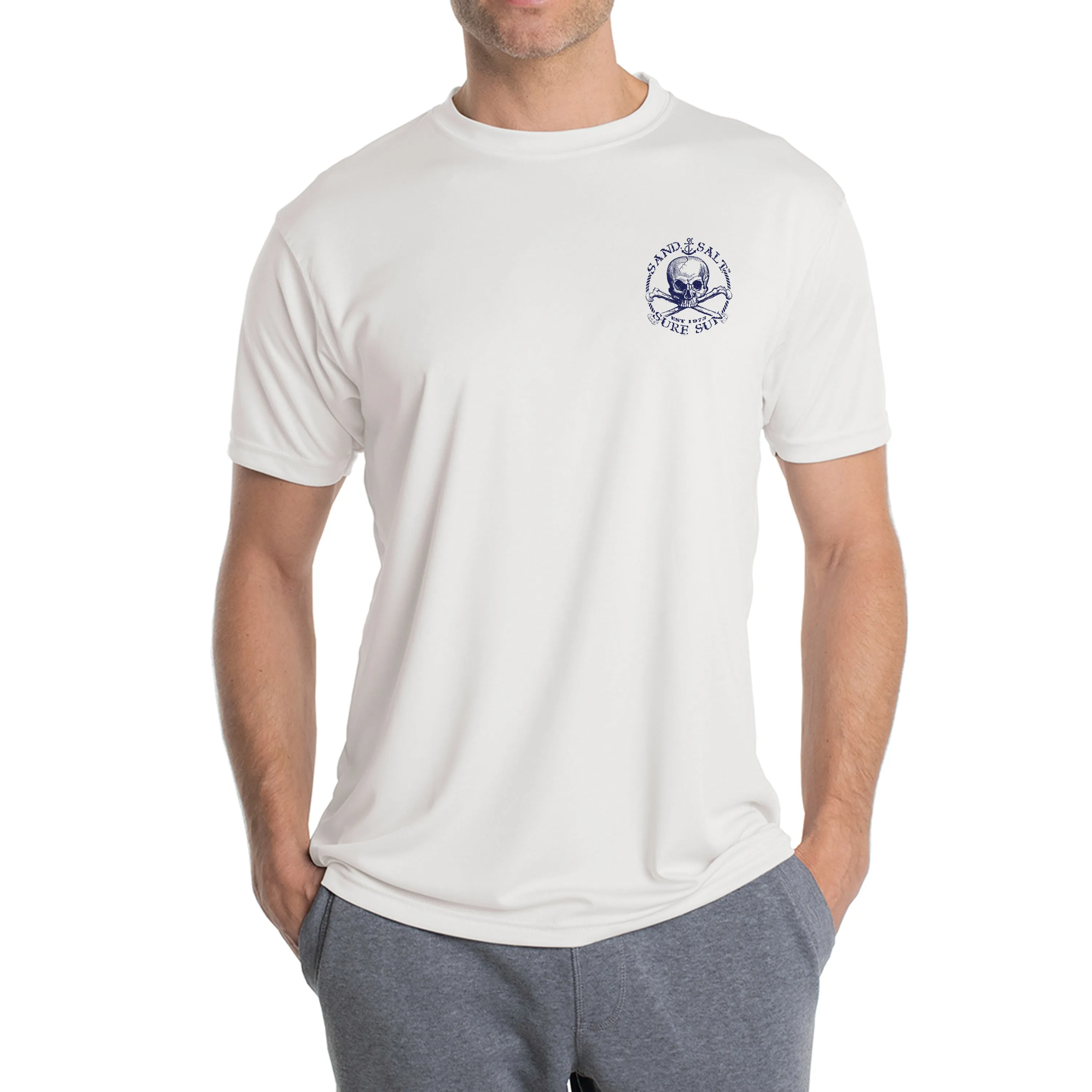 SAND.SALT.SURF.SUN. Flag Turtle Men's UPF 50  UV Sun Protection Performance Short Sleeve T-Shirt
