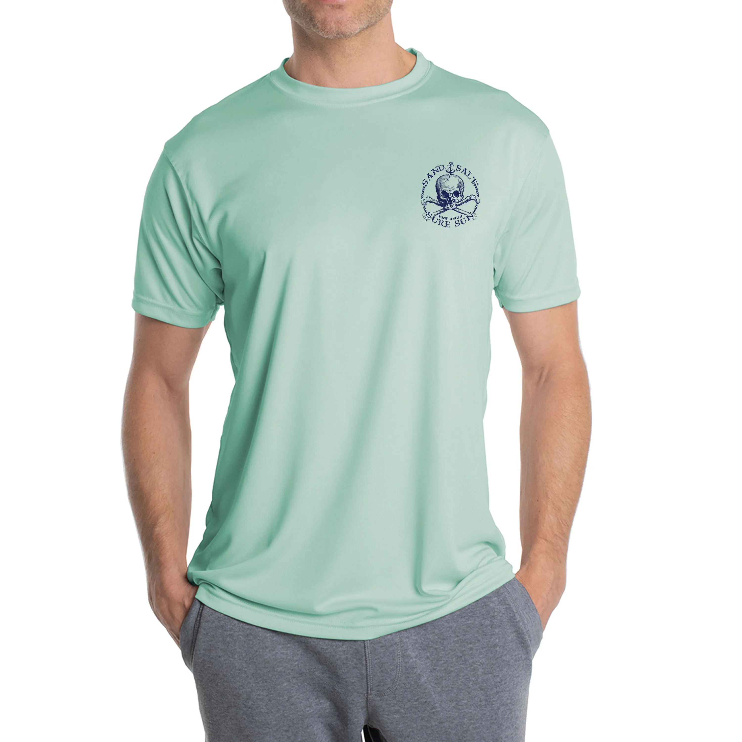 SAND.SALT.SURF.SUN. Flag Turtle Men's UPF 50  UV Sun Protection Performance Short Sleeve T-Shirt
