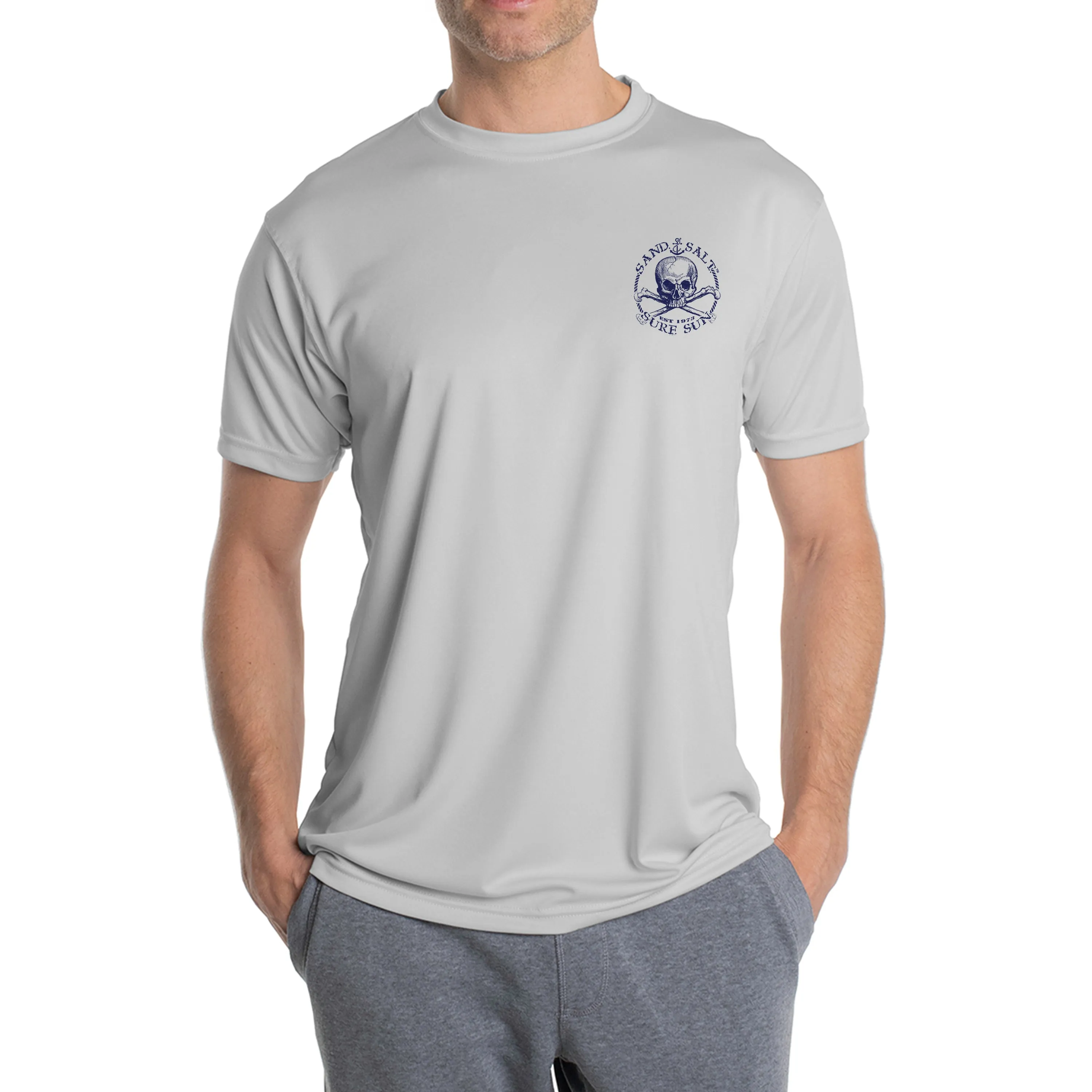 SAND.SALT.SURF.SUN. Flag Turtle Men's UPF 50  UV Sun Protection Performance Short Sleeve T-Shirt