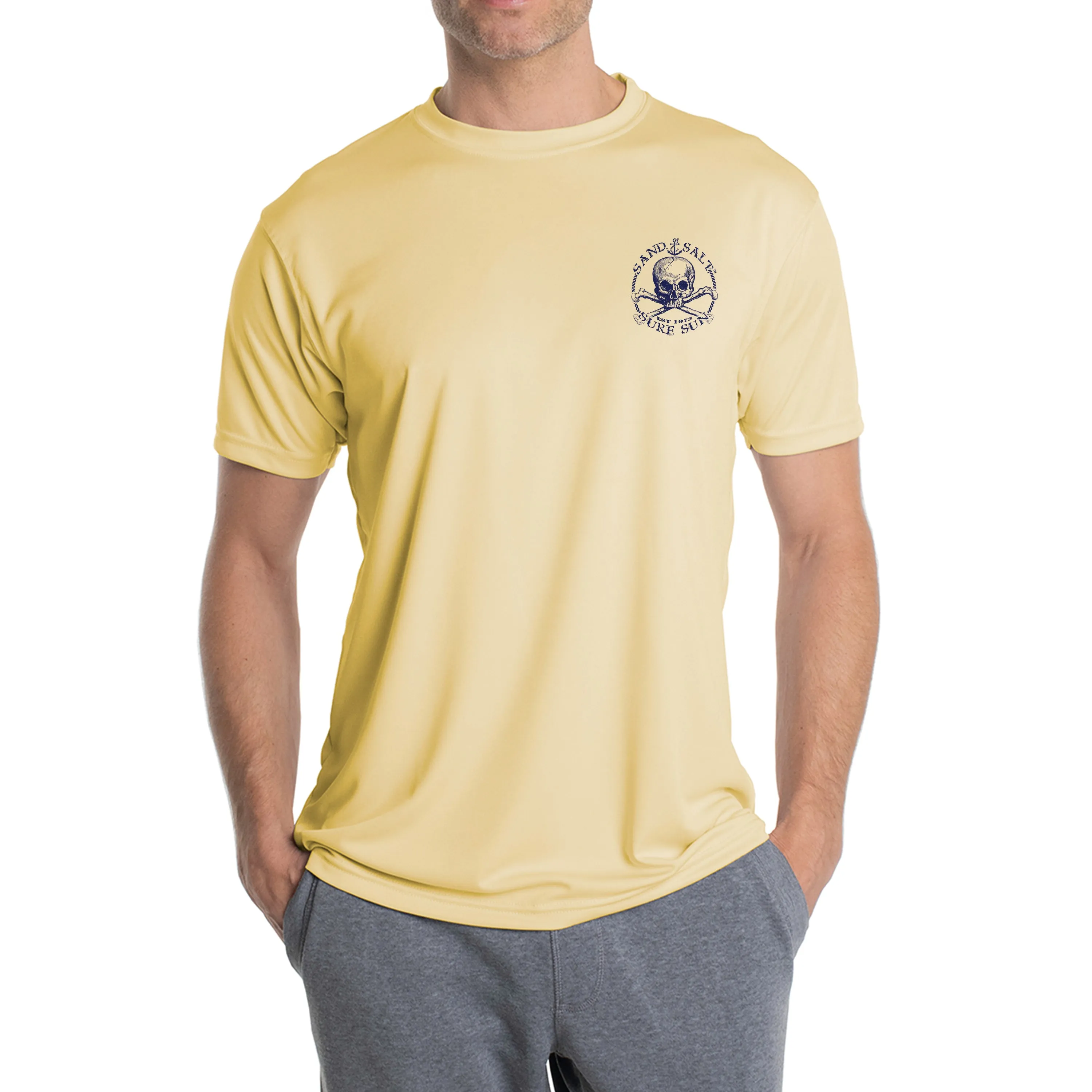 SAND.SALT.SURF.SUN. Flag Turtle Men's UPF 50  UV Sun Protection Performance Short Sleeve T-Shirt