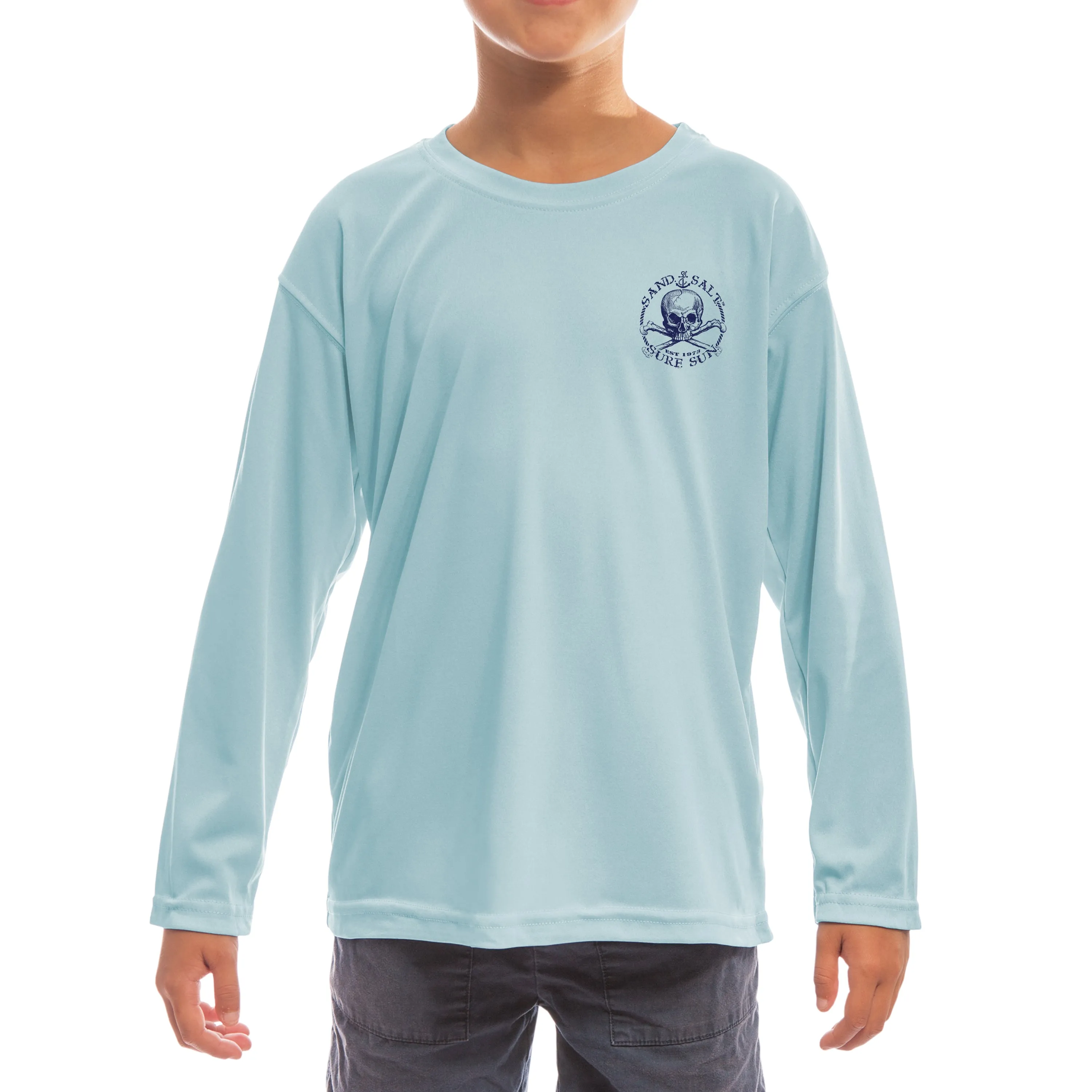 SAND.SALT.SURF.SUN. Flag Turtle Youth UPF 50  UV Sun Protection Performance Long Sleeve T-Shirt