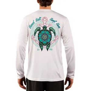 SAND.SALT.SURF.SUN. Mandala Turtle Men's UPF 50  UV Sun Protection Performance Long Sleeve T-Shirt
