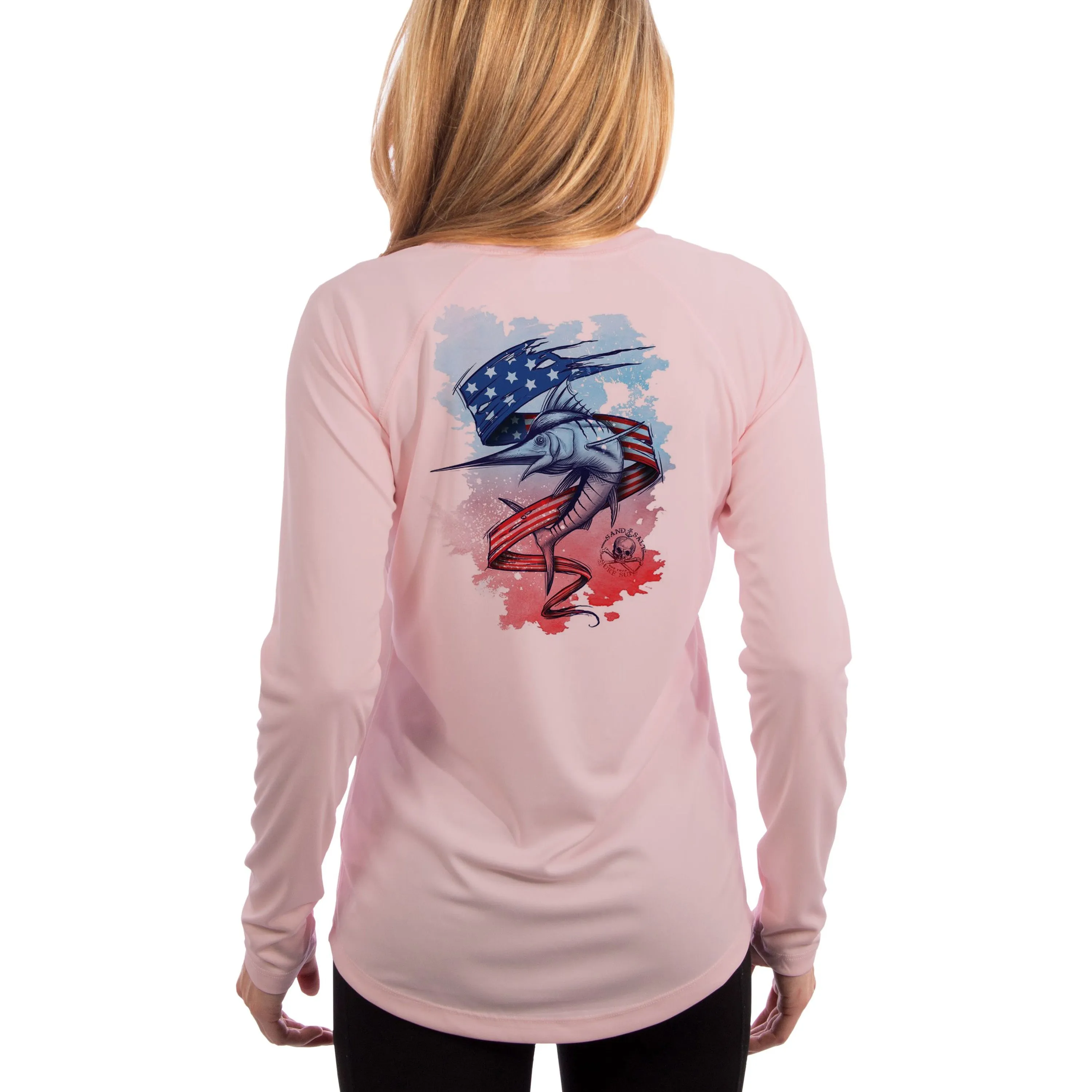 SAND.SALT.SURF.SUN. Marlin Flag  Women's UPF 50  UV Sun Protection Performance Long Sleeve T-Shirt