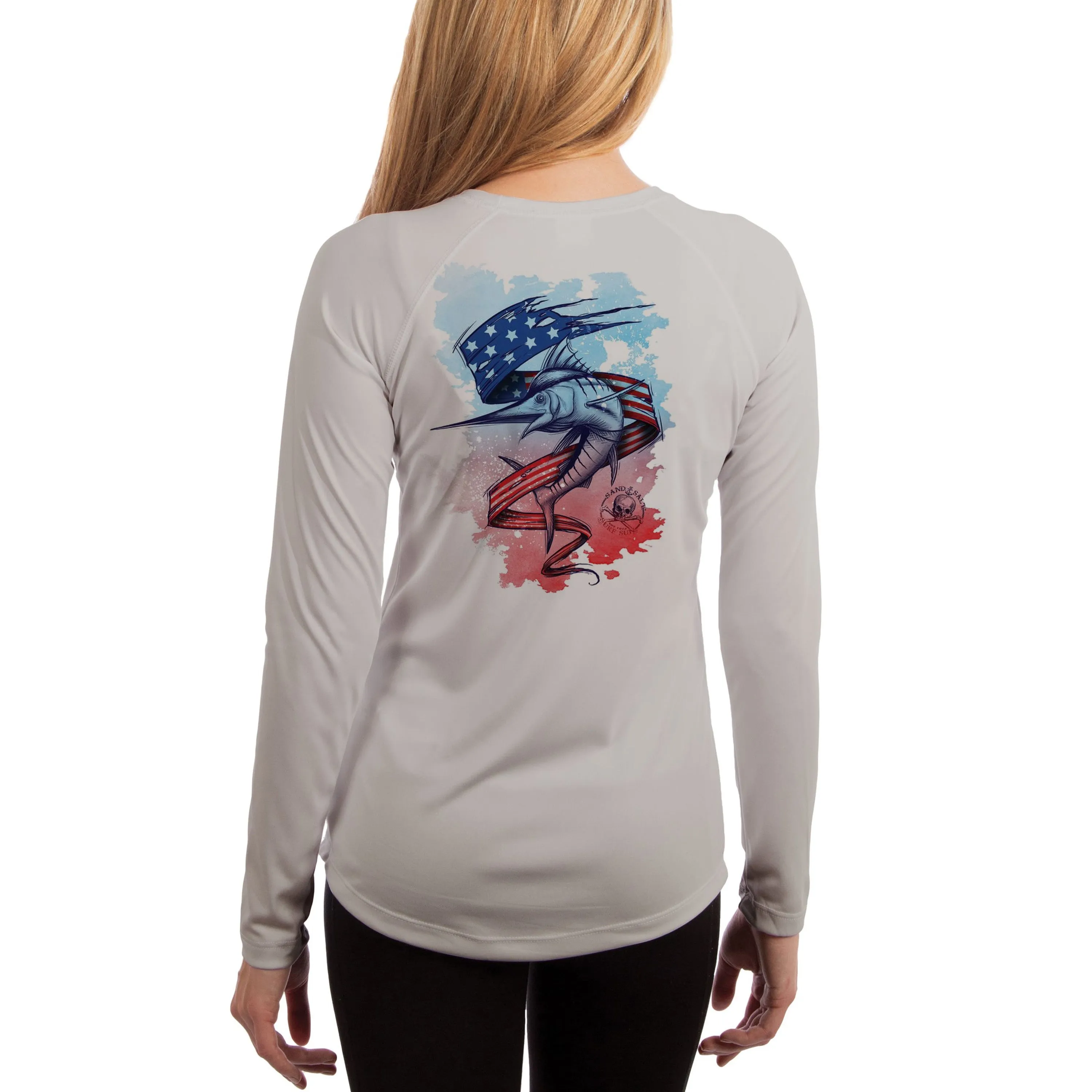 SAND.SALT.SURF.SUN. Marlin Flag  Women's UPF 50  UV Sun Protection Performance Long Sleeve T-Shirt