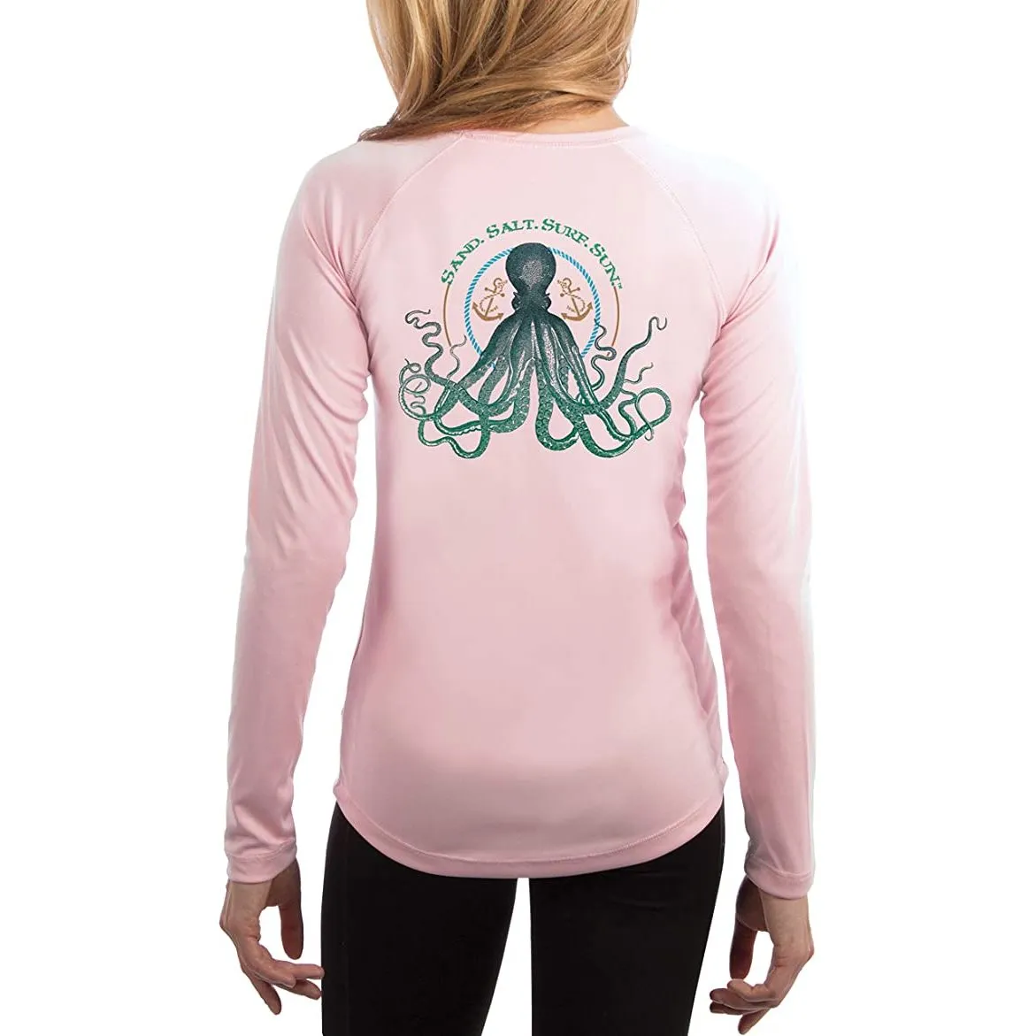 SAND.SALT.SURF.SUN. Octopus Women's UPF 50  UV Sun Protection Performance Long Sleeve T-Shirt
