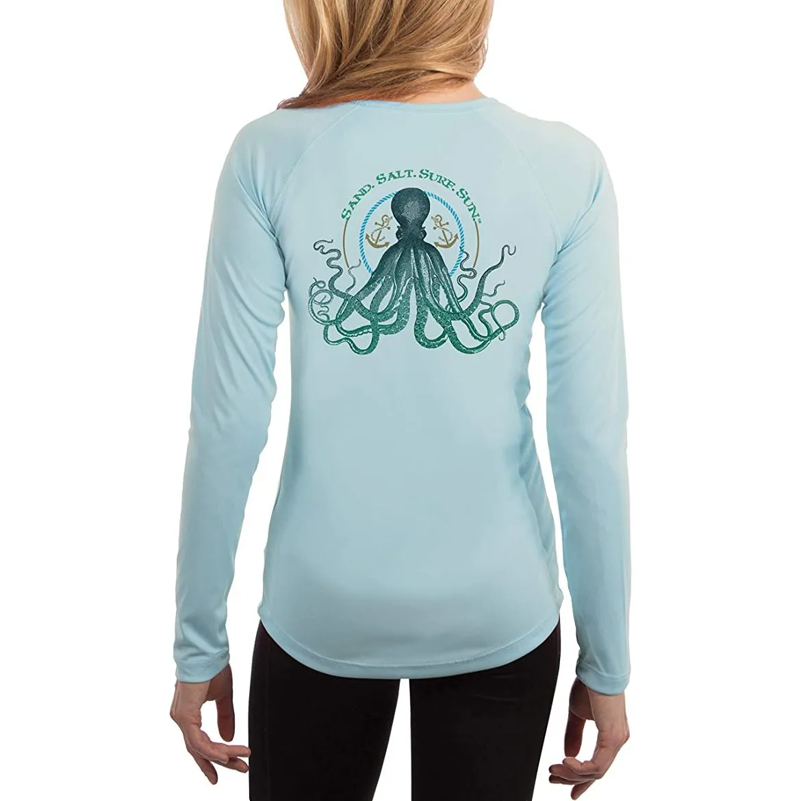 SAND.SALT.SURF.SUN. Octopus Women's UPF 50  UV Sun Protection Performance Long Sleeve T-Shirt
