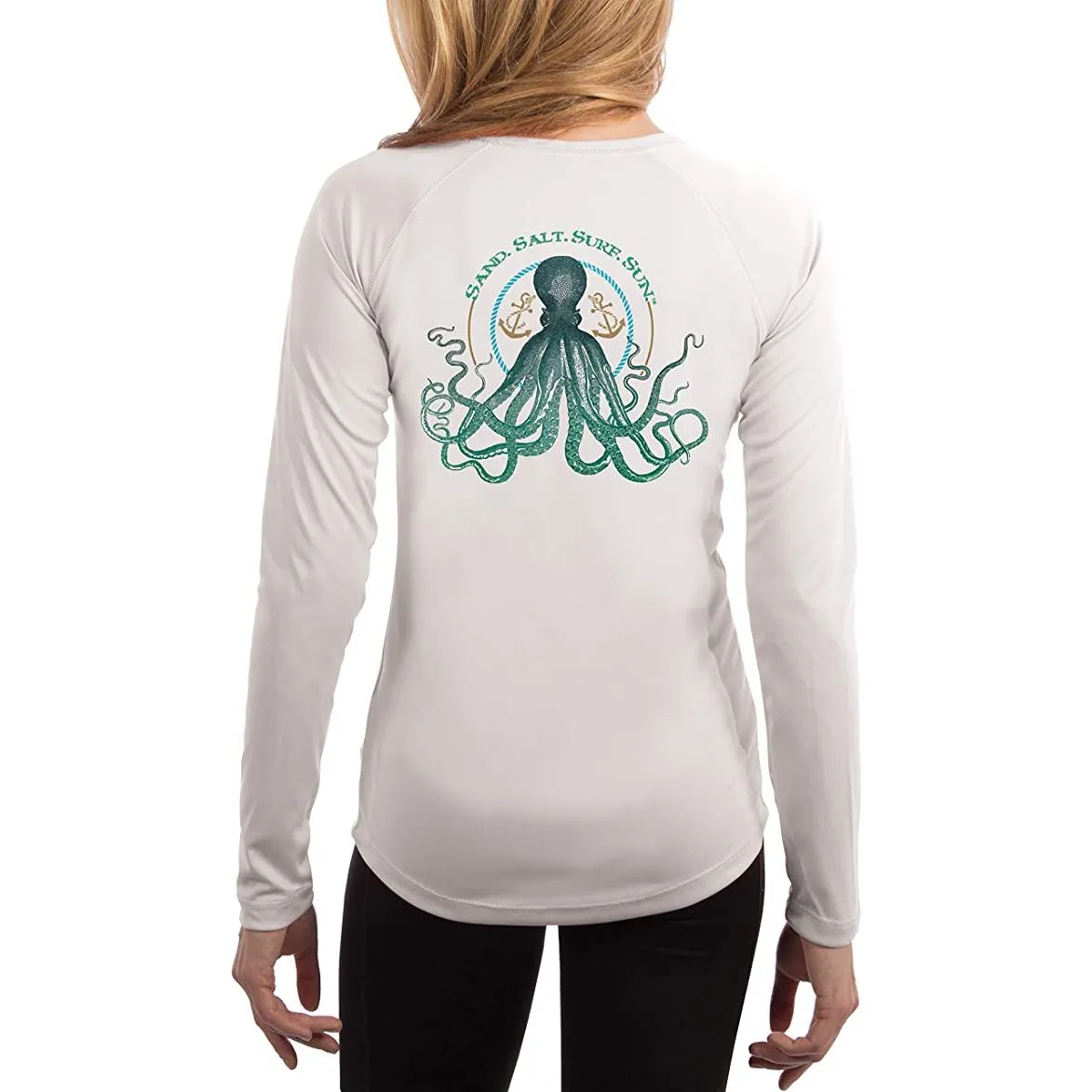 SAND.SALT.SURF.SUN. Octopus Women's UPF 50  UV Sun Protection Performance Long Sleeve T-Shirt