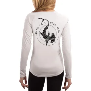 SAND.SALT.SURF.SUN. Polynesian Hammerhead Tribal Women's UPF 50  UV Sun Protection Performance Long Sleeve T-Shirt