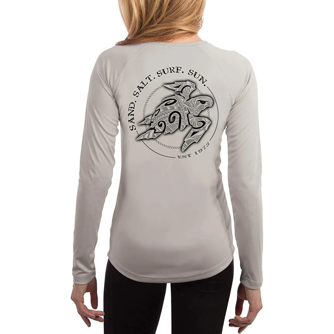 SAND.SALT.SURF.SUN. Polynesian Sea Turtle Women's UPF 50  UV Sun Protection Performance Long Sleeve T-Shirt