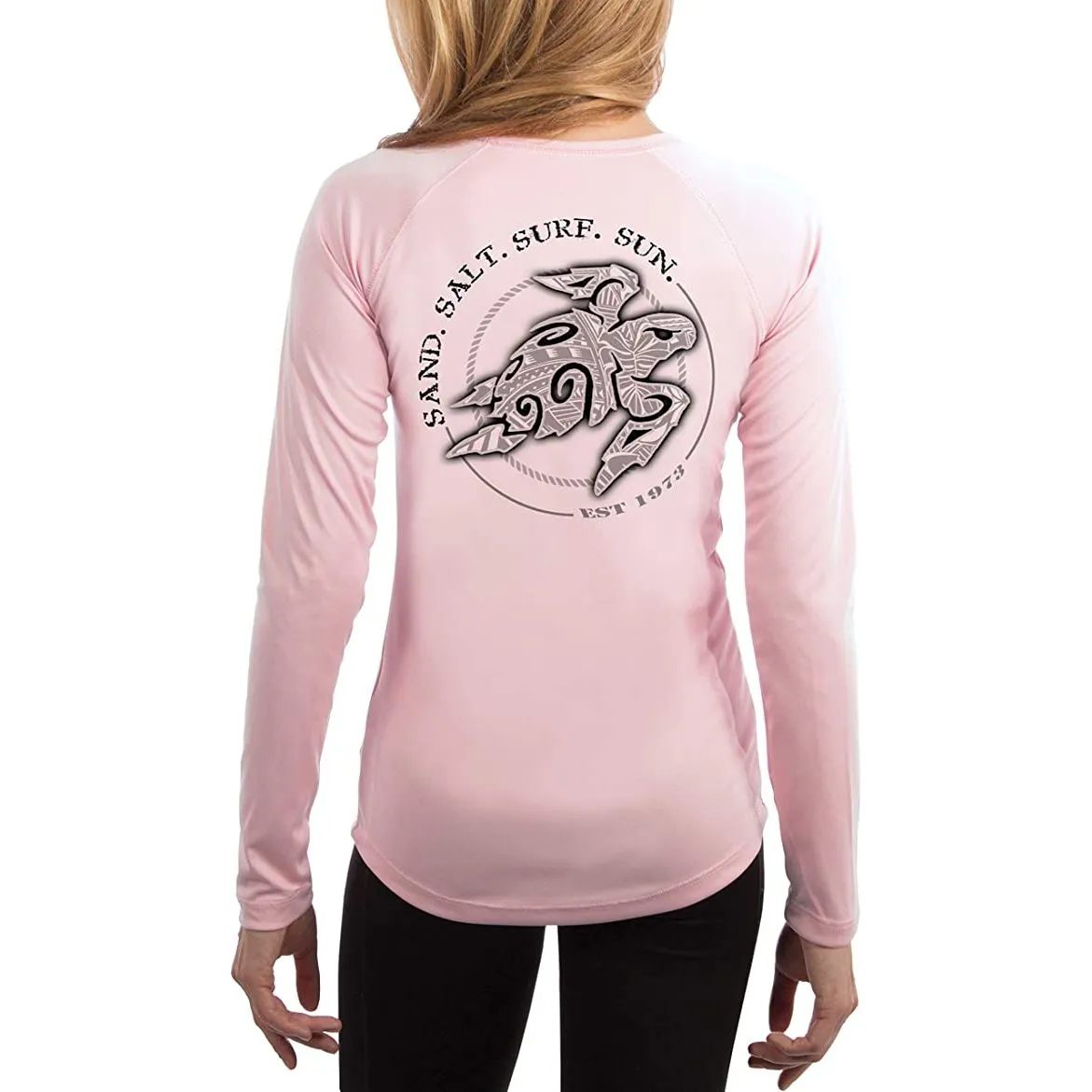 SAND.SALT.SURF.SUN. Polynesian Sea Turtle Women's UPF 50  UV Sun Protection Performance Long Sleeve T-Shirt