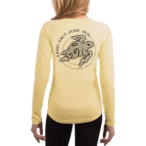 SAND.SALT.SURF.SUN. Polynesian Sea Turtle Women's UPF 50  UV Sun Protection Performance Long Sleeve T-Shirt