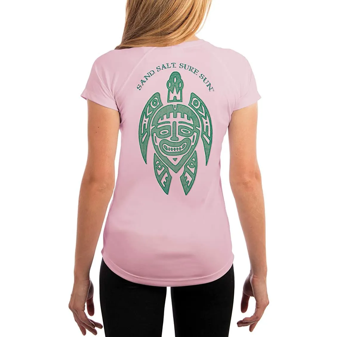SAND.SALT.SURF.SUN. Turtle Women's UPF 50  UV Sun Protection Performance Short Sleeve T-Shirt
