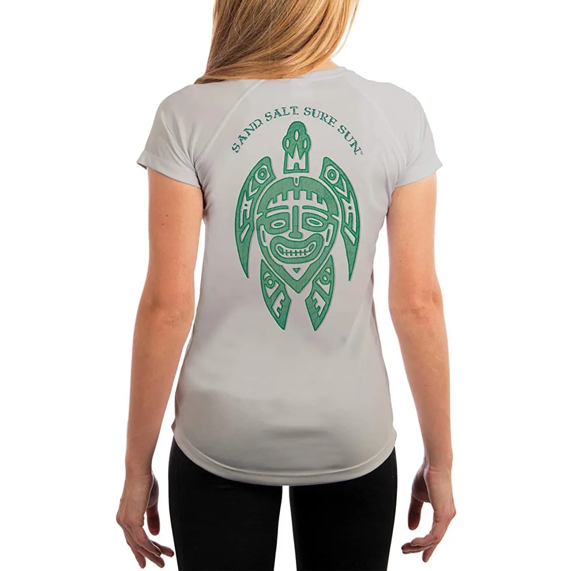 SAND.SALT.SURF.SUN. Turtle Women's UPF 50  UV Sun Protection Performance Short Sleeve T-Shirt