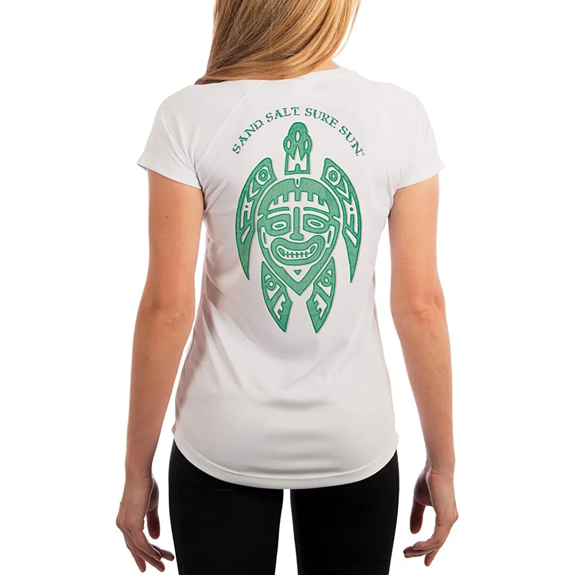SAND.SALT.SURF.SUN. Turtle Women's UPF 50  UV Sun Protection Performance Short Sleeve T-Shirt