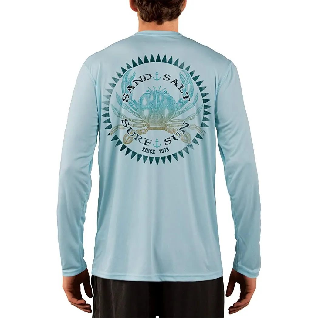 SAND.SALT.SURF.SUN. Vintage Crab Men's UPF 50  UV Sun Protection Performance Long Sleeve T-Shirt