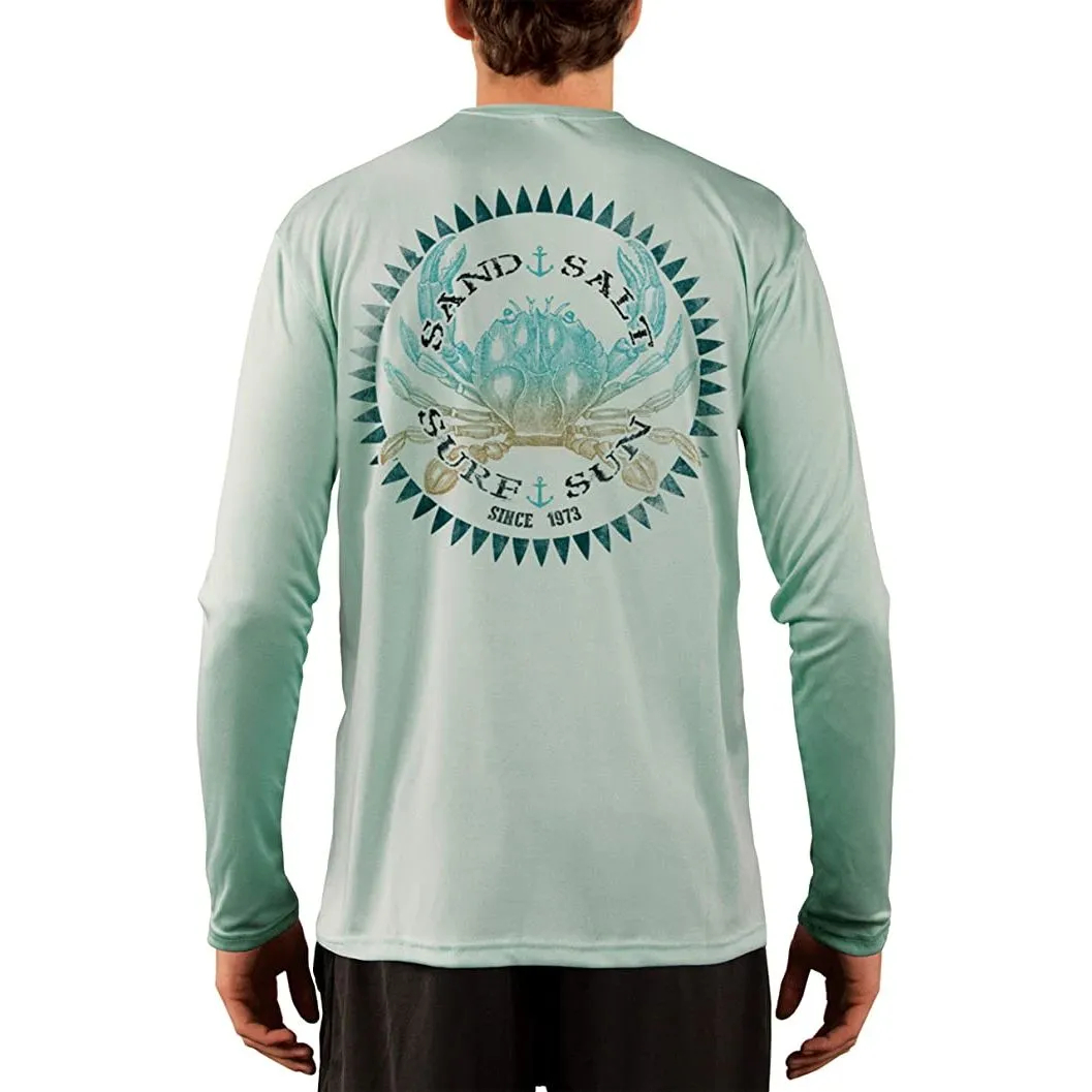 SAND.SALT.SURF.SUN. Vintage Crab Men's UPF 50  UV Sun Protection Performance Long Sleeve T-Shirt